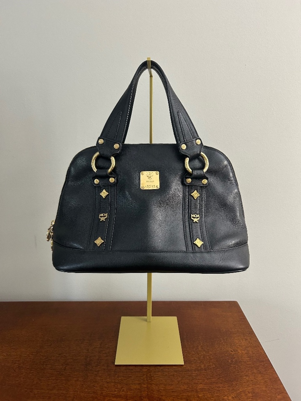 Authentic MCM Black Leather Handbag - Alma style; EUC